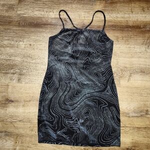 Divided H&M Black and Silver Glitter Patterned Mini Dress Large